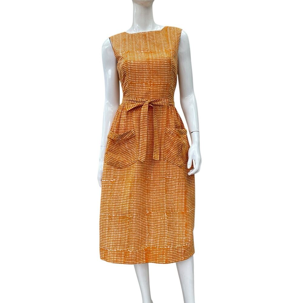 Vintage 1960’s Handmade Tangerine Cotton Wrap Dress, Medium
